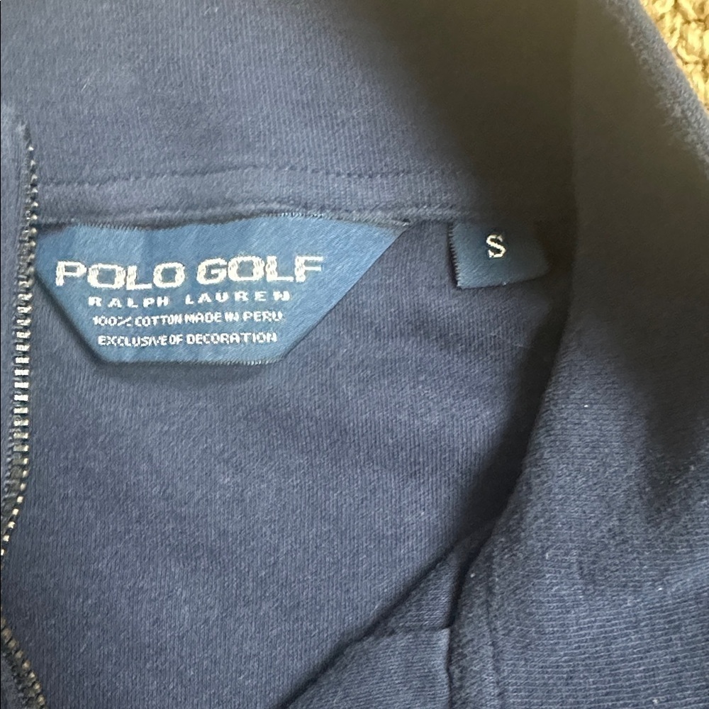 Polo Golf Ralph Lauren ¼-Zip Mock Neck Pullover – Navy Cotton, Big Pony Logo - Picture 2 of 4